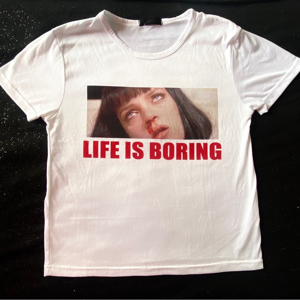 Pulp fiction graphic tee crop top